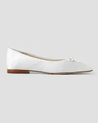 Porte & Paire Bow-embellished satin ballet flats - White White