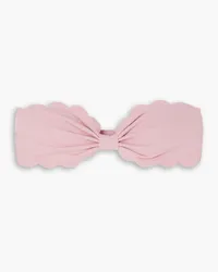 Marysia Antibes scalloped stretch-seersucker bandeau bikini top - Pink Pink