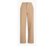 French cotton-blend terry straight-leg pants - Neutral