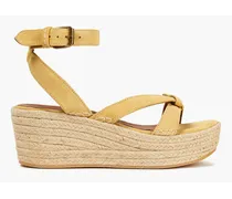 Candella knotted suede espadrille wedge sandals - Yellow