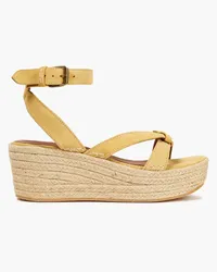 ba&sh Candella knotted suede espadrille wedge sandals - Yellow Yellow