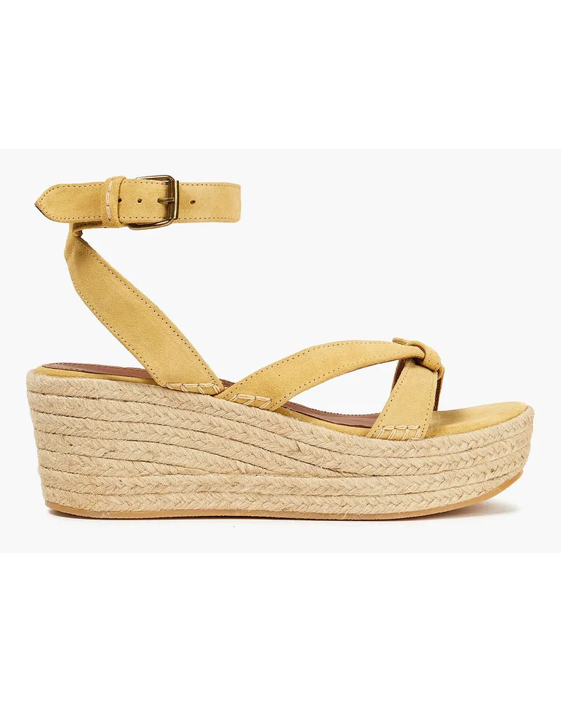 ba&sh Candella knotted suede espadrille wedge sandals - Yellow Yellow