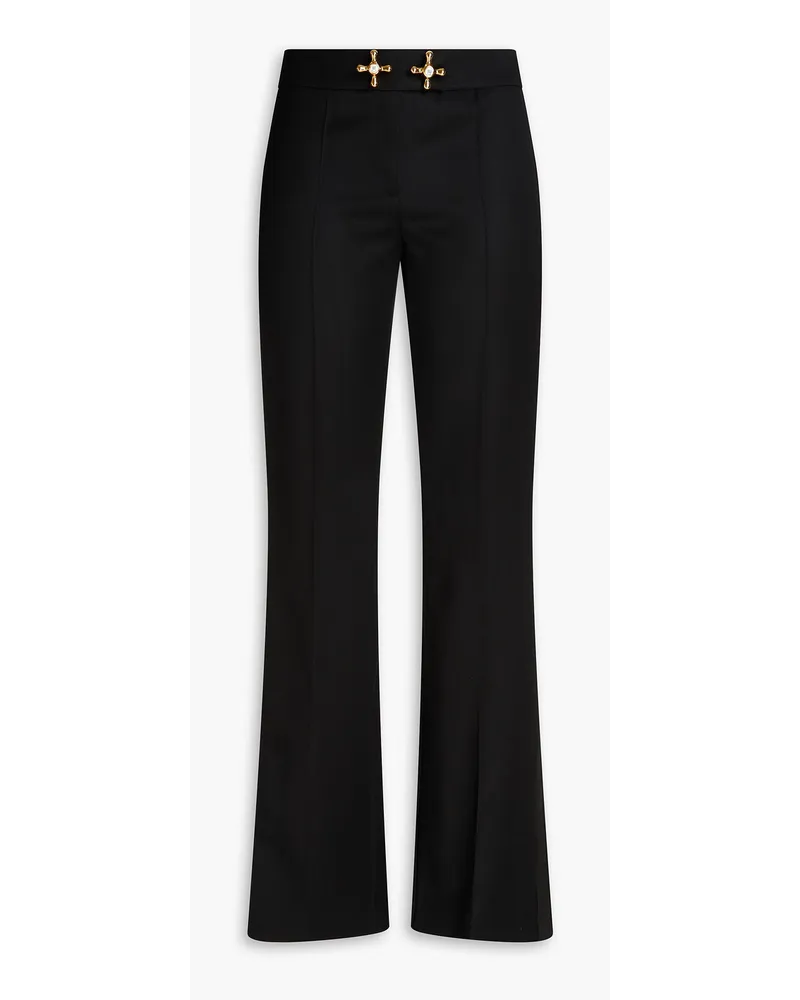 Moschino Embellished wool-twill flared pants - Black Black