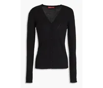 Ribbed wool and cashmere-blend cardigan - Black