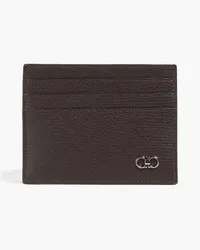 Ferragamo Embellished pebbled-leather cardholder - Brown Brown