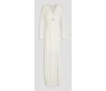 Embroidered mesh gown - White