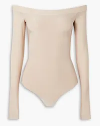 KHAITE Devon off-the-shoulder cutout jersey bodysuit - Pink Pink