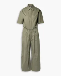 Rivet Utility New Yorker distressed herringbone cotton-canvas jumpsuit - Green Green