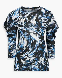 Proenza Schouler Printed slub cotton-jersey top - Blue Blue