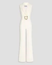 Moschino Embellished ruched stretch-crepe jumpsuit - White White