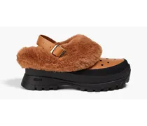 Trace faux fur, faux leather and rubber slingback clogs - Brown