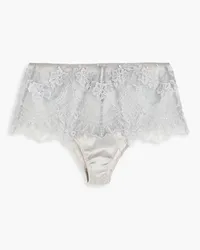 I.D. SARRIERI Embroidered tulle-paneled satin high-rise briefs - Gray Gray