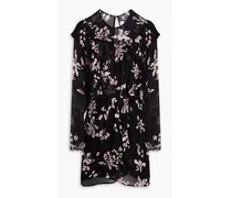 Ileni wrap-effect floral-print georgette mini dress - Black
