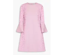 Corded lace and cotton-blend crepe mini dress - Pink