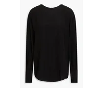 Cutout silk crepe de chine blouse - Black