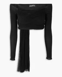 Cortana Tula cropped off-the-shoulder silk-blend top - Black Black