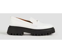Leather platform loafers - White