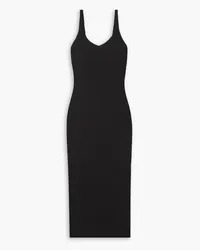 James Perse Ribbed linen-blend midi dress - Black Black