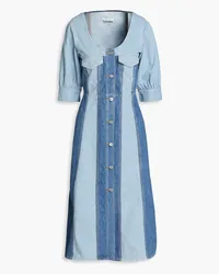 Ganni Two-tone denim midi dress - Blue Blue