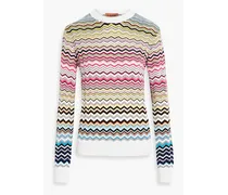 Crochet-knit cotton-blend sweater - Pink