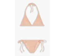 Pamela stretch-cotton terry triangle bikini - Orange