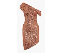 Arden one-shoulder sequined mesh dress - Metallic