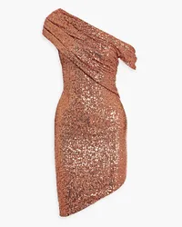 THEIA Arden one-shoulder sequined mesh dress - Metallic Metallic