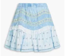 Felice tie-dyed embroidered cotton mini skirt - Blue