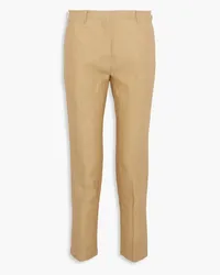 Valentino Garavani Cropped woven flax slim-leg pants - Yellow Yellow