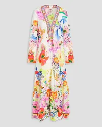 Camilla Crystal-embellished printed silk crepe de chine maxi dress - White White