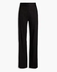 GALVAN Pinstriped linen-blend flared pants - Black Black