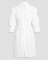 Derek Lam Skylar ruched cotton-poplin mini shirt dress - White White