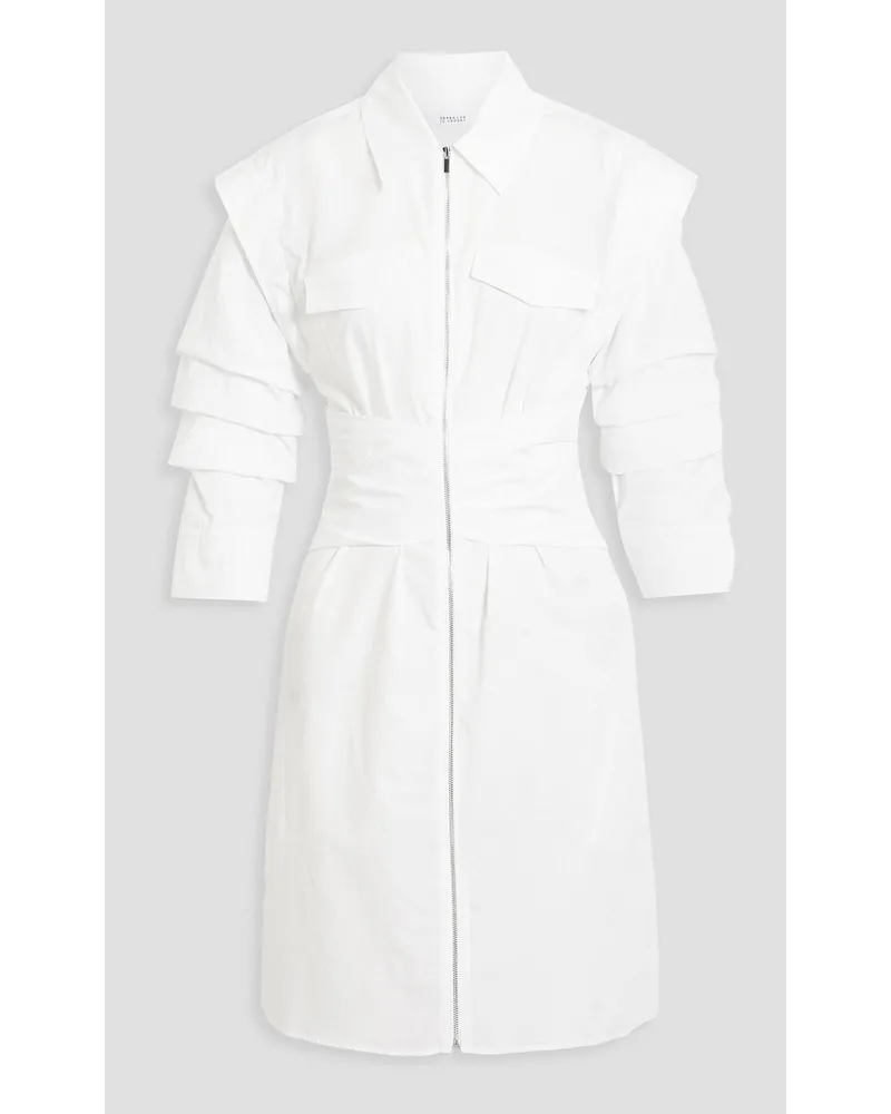 Derek Lam Skylar ruched cotton-poplin mini shirt dress - White White