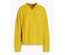 Cable-knit wool sweater - Yellow