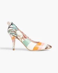 Ferragamo Judy 85 printed leather pumps - White White