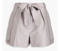 Wool, cotton and silk-blend twill shorts - Gray