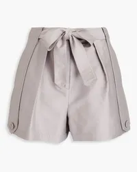 Emporio Armani Wool, cotton and silk-blend twill shorts - Gray Gray