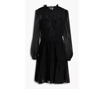 Ruffled silk-chiffon mini dress - Black