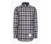 Gingham cotton-twill shirt - Gray