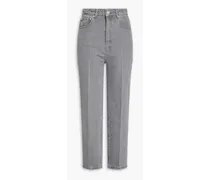 Ariane cropped high-rise straight-leg jeans - Gray