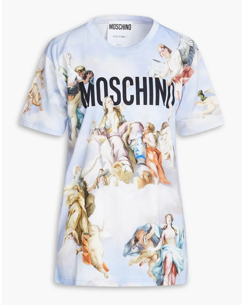 Moschino Printed cotton-jersey T-shirt - Blue Blue