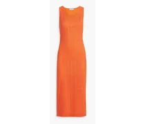 Hailey cutout pointelle-knit midi dress - Orange