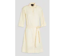 Belted linen shirt dress - White