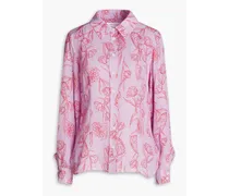 Floral-print silk crepe de chine shirt - Purple