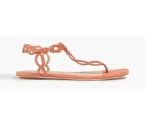 Laser-cut suede sandals - Orange