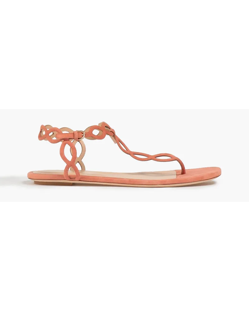Laser-cut suede sandals - Orange
