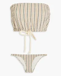 Lisa Marie Fernandez Victor striped stretch-seersucker bandeau bikini - Neutral Neutral