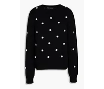 Faux pearl-embellished cotton sweater - Black