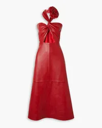 Magda Butrym Embellished cutout leather halterneck midi dress - Red Red