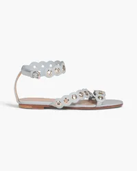 RED Valentino Eyelet-embellished leather sandals - Blue Blue